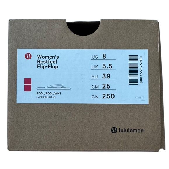 Lululemon Womens Restfeel Flip-Flop Red Glow / Red Glow / White 8 - Picture 8 of 16